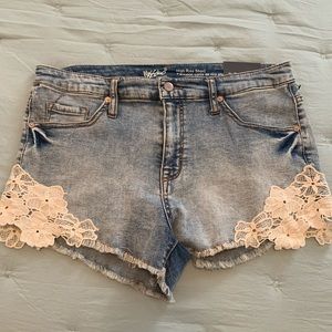 Mossimo High Rose Lace Detail Jean Shorts